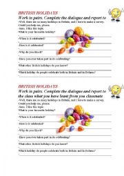 English Worksheet: British holidays