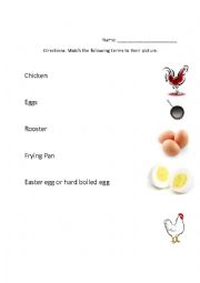English Worksheet: Egg Matching Vocabulary
