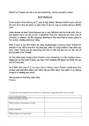 English Worksheet: writing a post