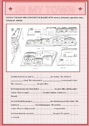 PREPOSITIONS OF PLACE TO DESCRIBE A TOWN CENTRE + KEY