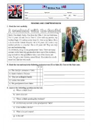 English Worksheet: Test. Reading and comprehension.