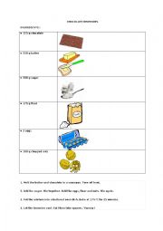 English Worksheet: Recipe for chocolate brownie