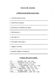 English Worksheet: Verb TO BE