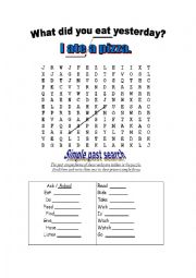 English Worksheet: past simple word search