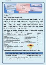 English Worksheet: Mid term test nb2 7th form