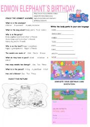 English Worksheet: PEPPA PIG LISTENING AND COMPREHESION