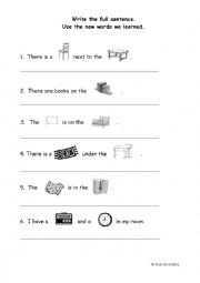 English Worksheet: substitute picture of furniture for its name