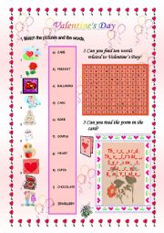 English Worksheet: Valentines Day