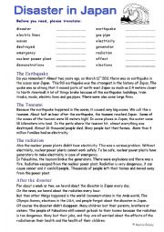 English Worksheet: Preparatory work for writing postcards to Fukushima