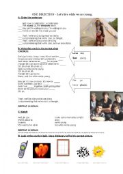 English Worksheet: ONE DIRECTION-live while we are young