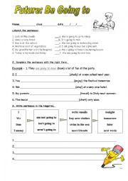 English Worksheet: future tense- going to...