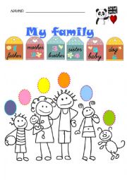 English Worksheet: Family Members - Preschoolers/1st Graders