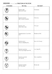 English Worksheet: PREDICTIONS IN THE FUTURE