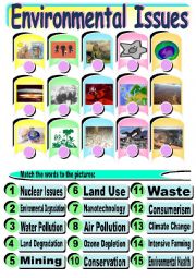 English Worksheet: --- Environmental Issues --- Vocabulary MATCH --- :)