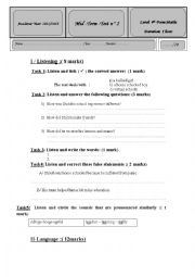 English Worksheet: Mid term test 2 for 4 th Form pupils