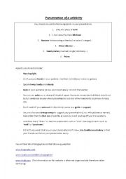 English Worksheet: Presentation of a celebrity