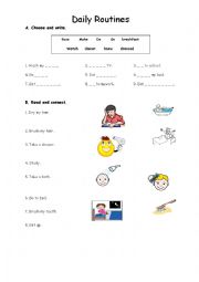 English Worksheet: Routines