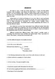 English Worksheet: toms school day