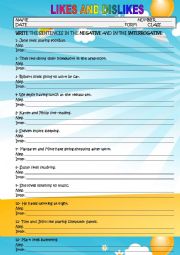 English Worksheet: LIKES AND DISLIKES