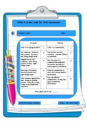 English Worksheet: Demonstration lesson:Speaking & Writing through Games & Visuals 8th form (Grids & Scales used for Oral Assessment)