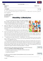 English Worksheet: Healthy Lifestyles