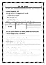 English Worksheet: Mid-term test Bac