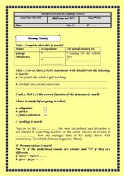 English Worksheet: Mid term test N2 for 2nd formers