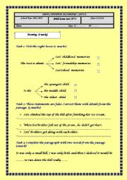 English Worksheet:  Mid term test N2 for first formers