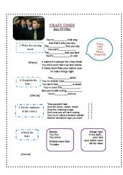 English Worksheet: Crazy Times [Jars of Clay ] - Song