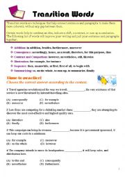 English Worksheet: Transition Words