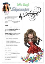 English Worksheet: Song SkyScraper by Demi Lovato