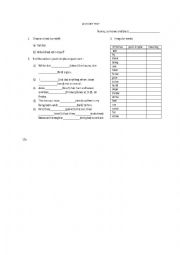 English Worksheet: a short test for 10