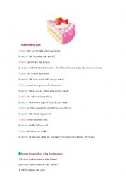 English Worksheet: strawberry cake