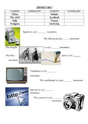 English Worksheet: Inventions Countries