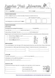 English Worksheet: Egyptian Tomb Adventure (easy webquest)