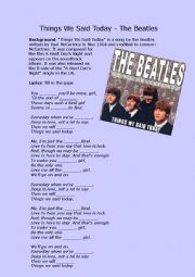 English Worksheet: The Beatles - Things we said today