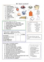 English Worksheet: Mr Bean makes a  sandwich