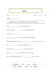 English Worksheet: space