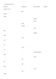 English Worksheet: COMPLETE THE IRREGULAR VERBS