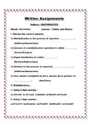 English Worksheet: Tables & Shares