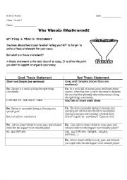 English Worksheet: Thesis Statement Practice