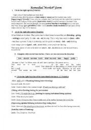 English Worksheet: Remedial work 8th form