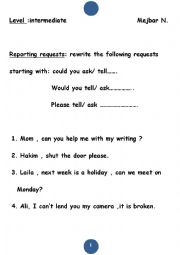 English Worksheet: Reprting requests