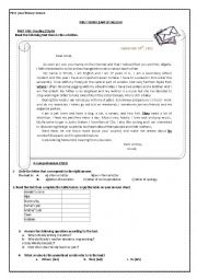 English Worksheet: Exam paper about penfriend 