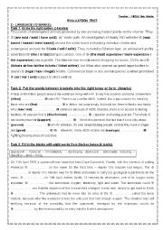 English Worksheet: Evaluation test