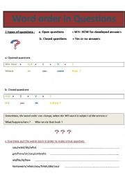 English Worksheet: Word order in Questions