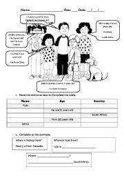 English Worksheet: Contries Where are you from?