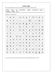 English Worksheet: Curleys wife- wordsearch