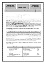 English Worksheet: Ordinary Test