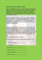 English Worksheet: henry VIII